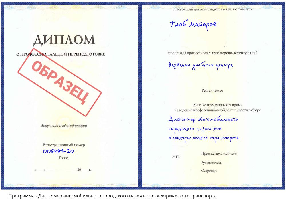 Диспетчер автомобильного городского наземного электрического транспорта Протвино