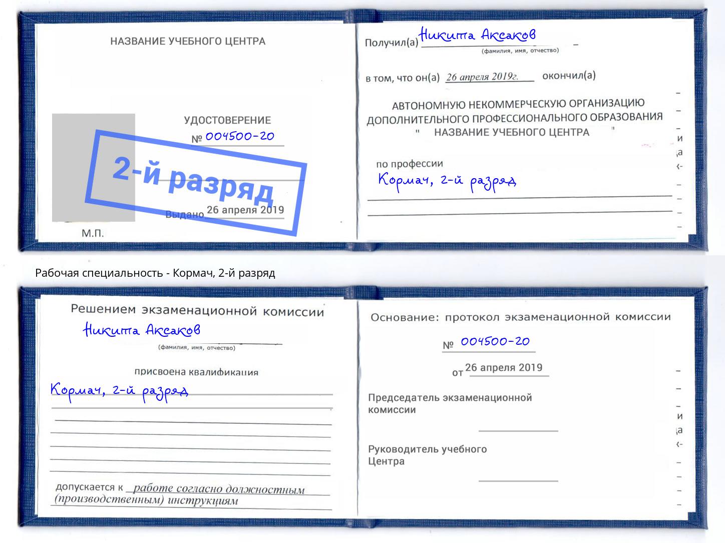 корочка 2-й разряд Кормач Протвино